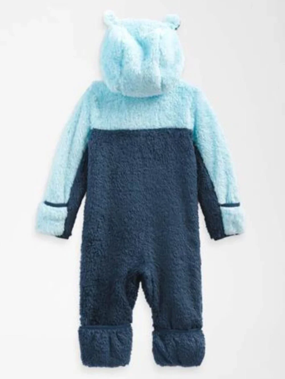 NWT The North Face Baby Bear Fleece Hooded One-Piece Suit - Shady Blue - Onesie
